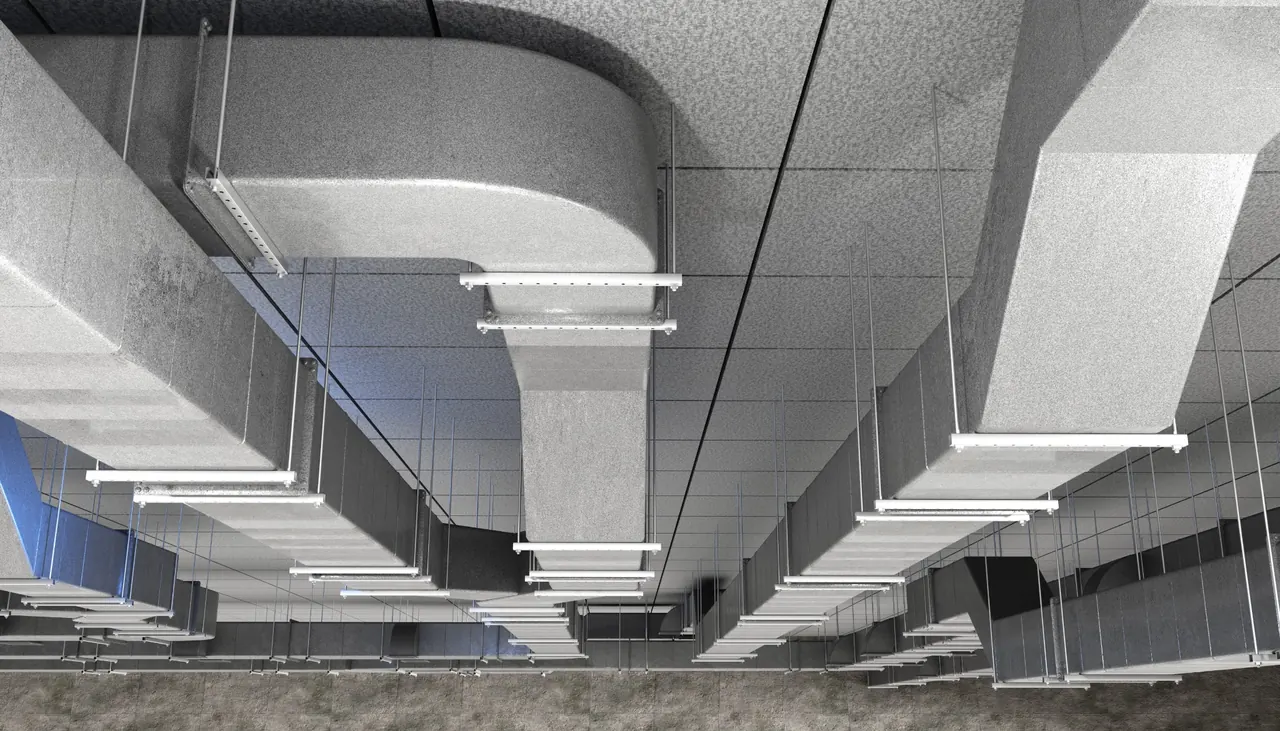 Commercial ductwork serviced by Vent Revive in the Omaha metro